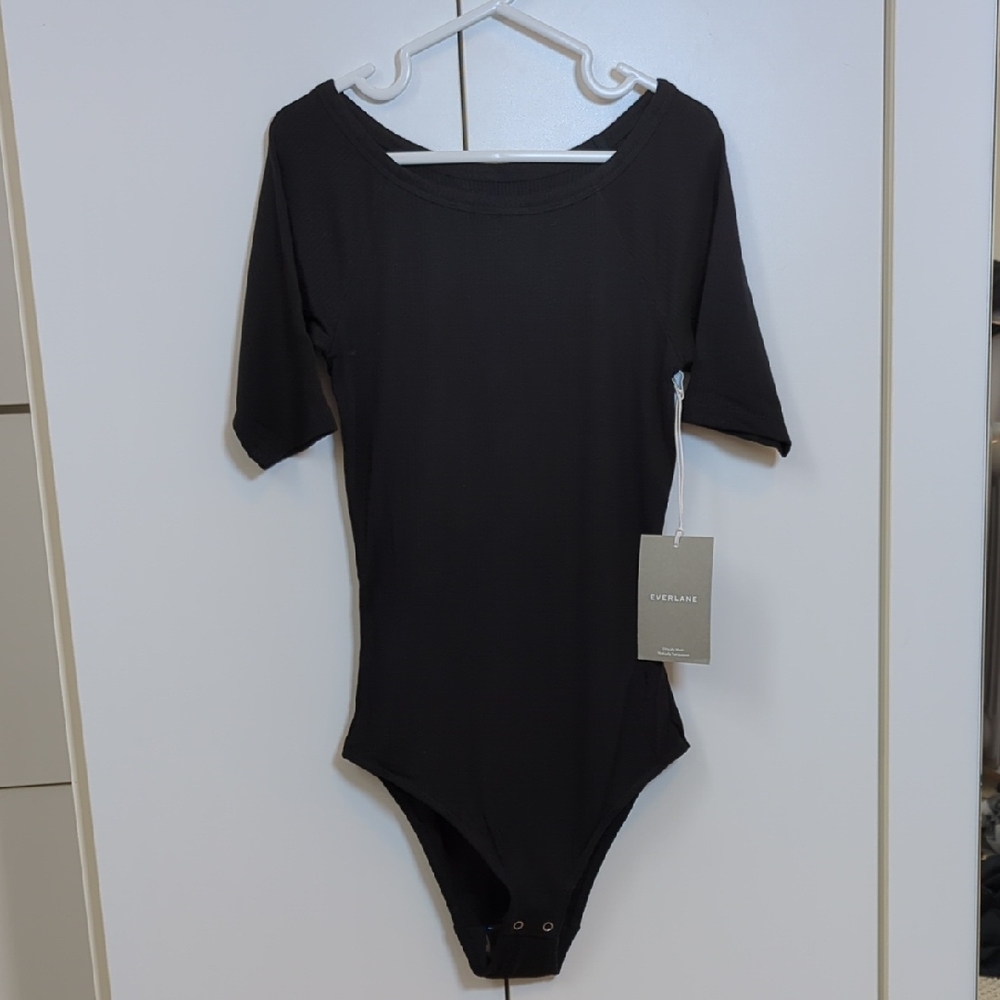 Everlane NWT Bodysuit Rib Square Black Women's XS